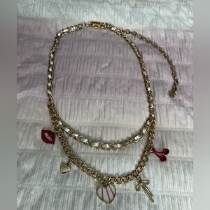 Betsey Johnson Multi Charm Gold Chain Belt